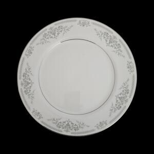 Rose China Brenda Dinner Plates Set of 2 Japan Floral Gray Blue Rim Vintage